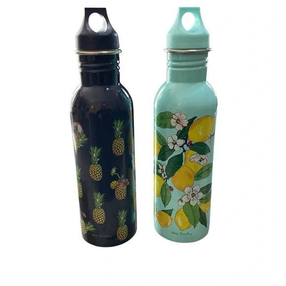 Vera Bradley Stainless Steel Water Bottles – Pineapple & Lemon Floral Print Set - Picture 1 of 10
